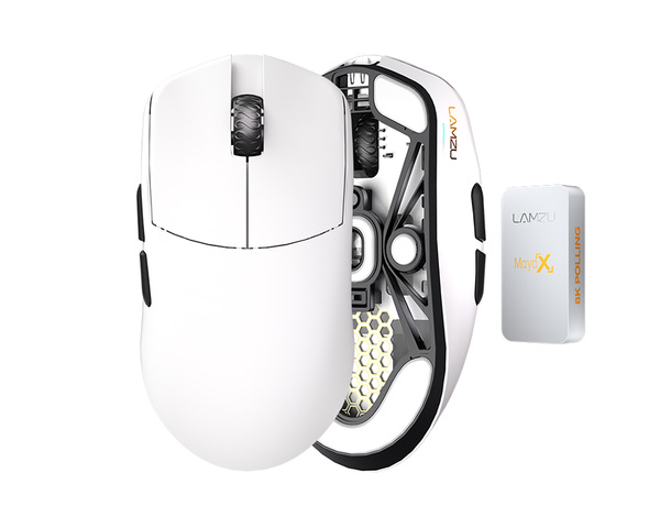 Lamzu Maya X 8K tr&aring;dl&ouml;s gamingmus, Cloud White