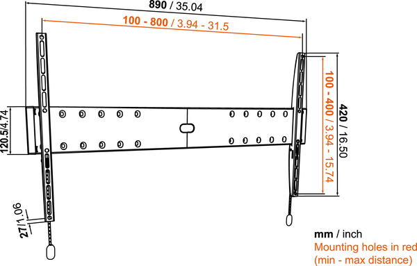 Vogel's BASE 05L-sein&auml;teline, sein&auml;nmy&ouml;t&auml;inen, 40-80"