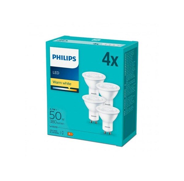 Philips LED PAR16 GU10 4.7W (50W) 380lm 2700K Warm White 4-pack