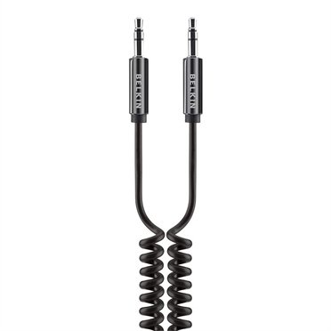 Coiled Mini Stereo Aux Cable 1.8m