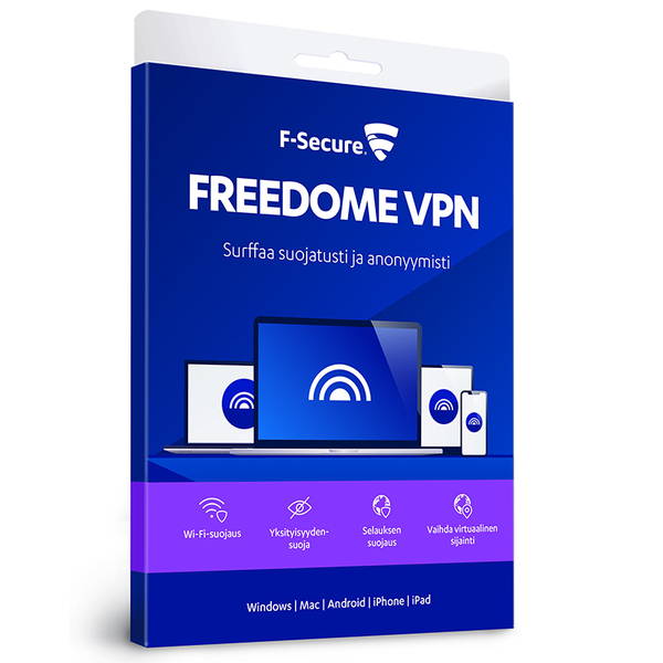 F-Secure FREEDOME VPN 12 kk / 3 laitetta -yksityisyyden suoja ohjelmisto