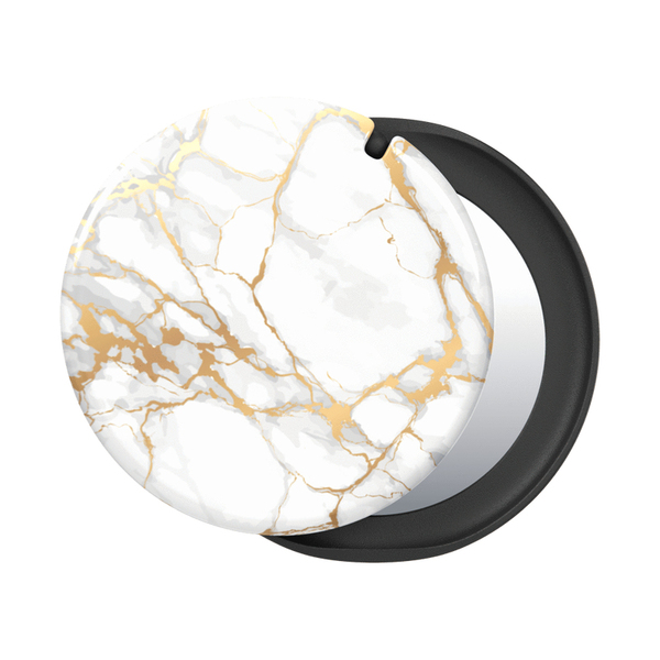 POPSOCKETS Mirror Stone White Marble Gloss Avtagbart Grip med St&auml;llfunktion LUXE PopMirror