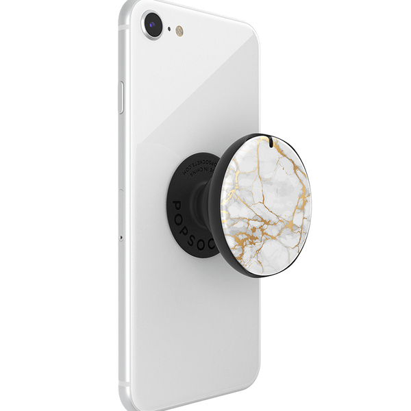 POPSOCKETS Mirror Stone White Marble Gloss Avtagbart Grip med St&auml;llfunktion LUXE PopMirror