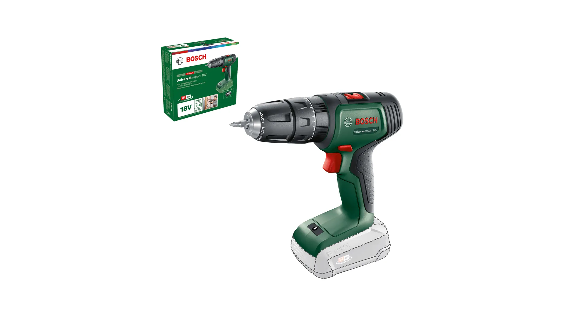 Bosch Cordless Impact Drill UniversalImpact 18V (green/black, without battery and charger)