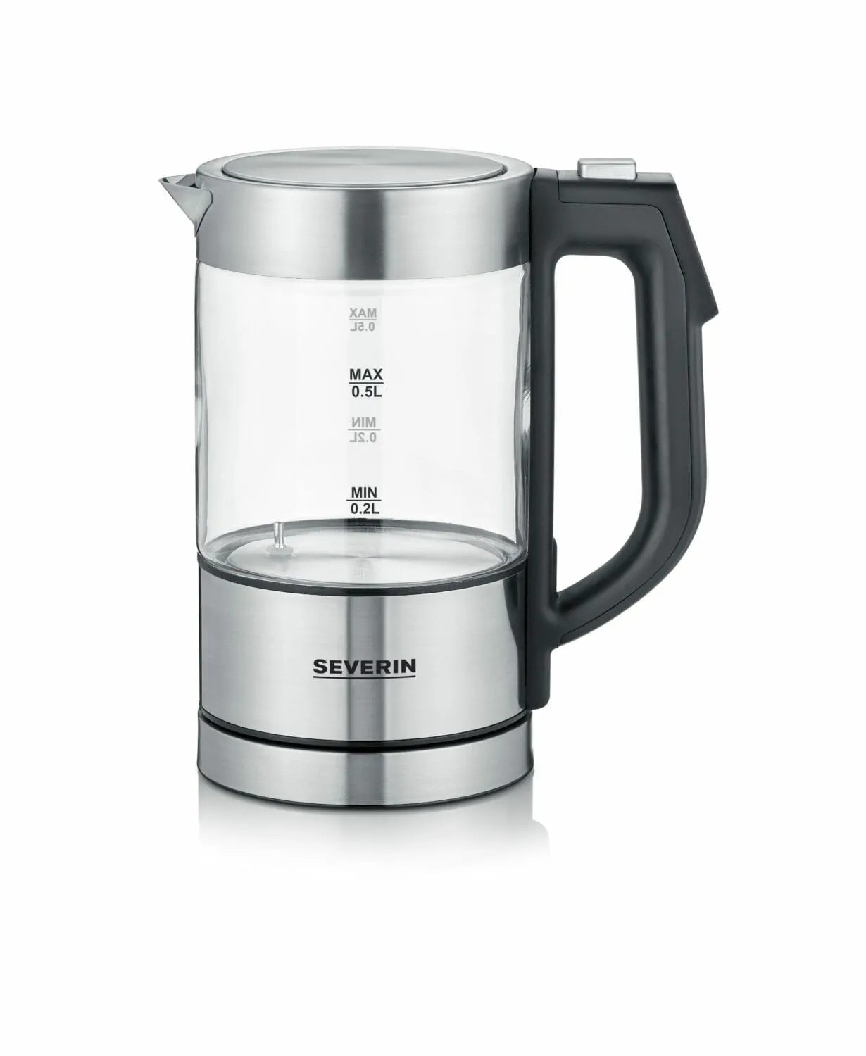Severin WK 3458, vattenkokare (rostfritt stål (borstat) / svart, 0,5 liter)
