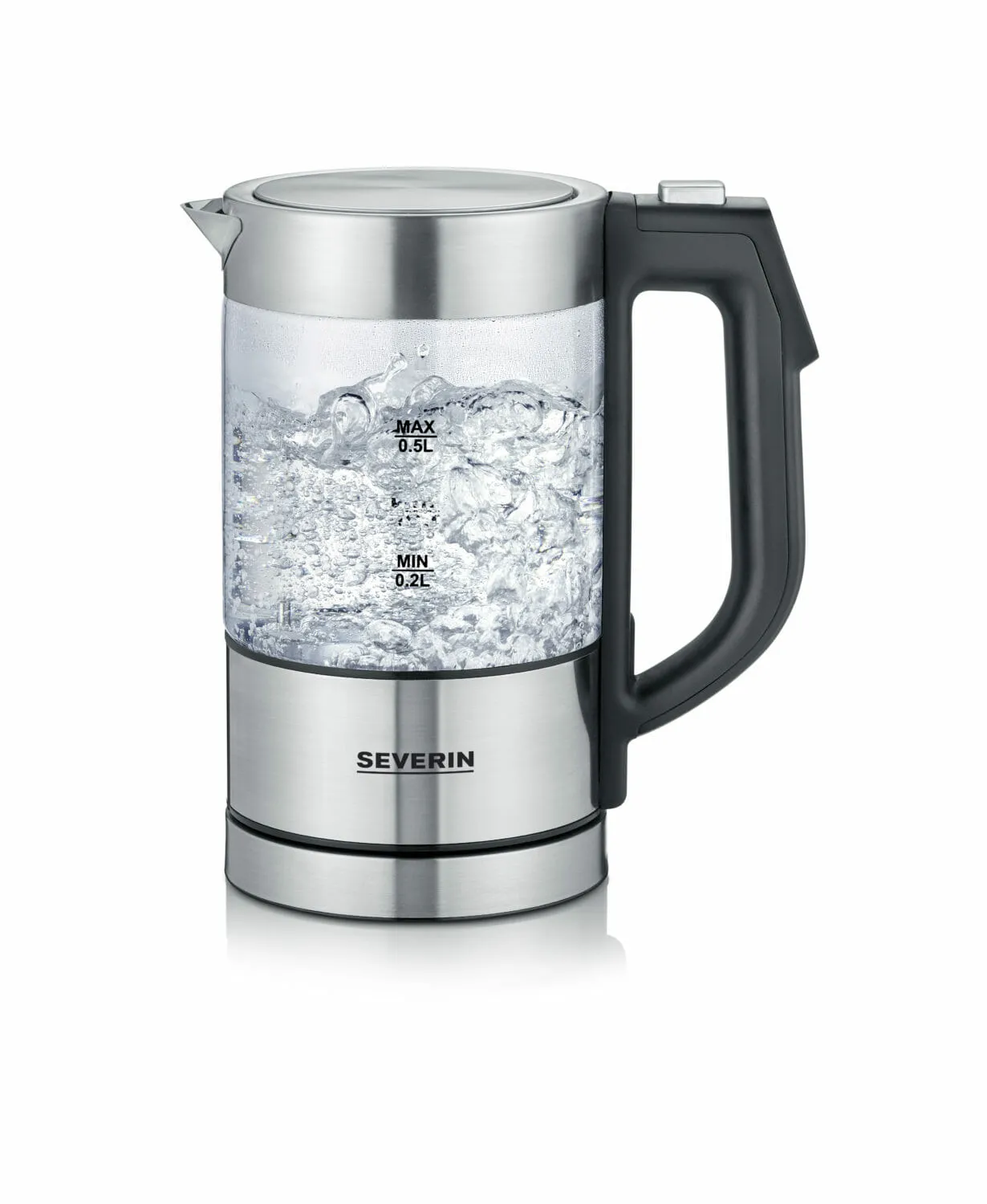 Severin WK 3458, vattenkokare (rostfritt stål (borstat) / svart, 0,5 liter)