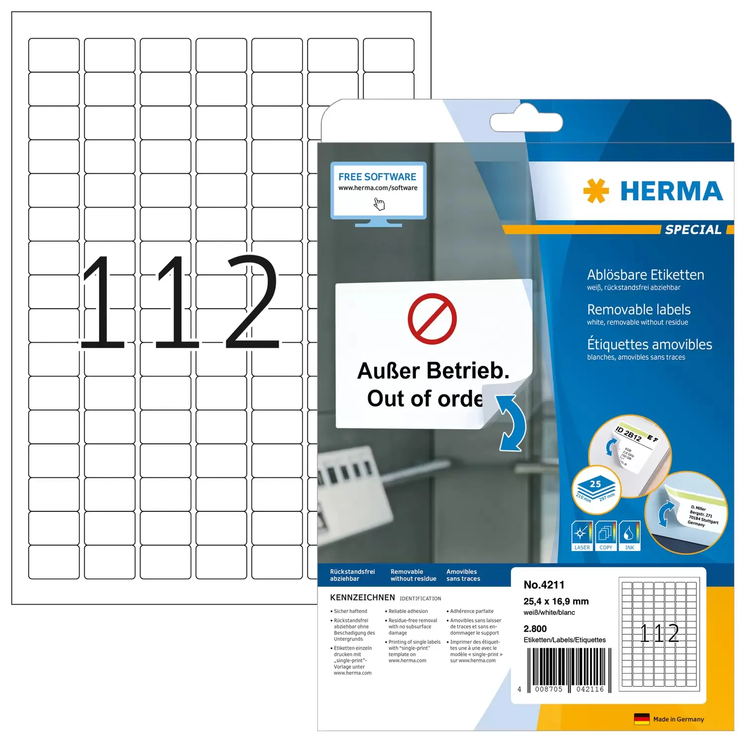 Herma label removable 25,4x16,9 (2800)