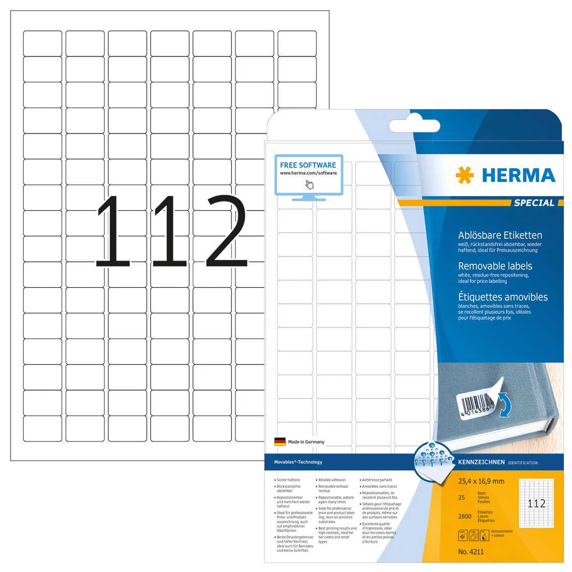 Herma label removable 25,4x16,9 (2800)