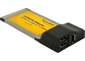 CardBus 32-bit, USB 2.0 &amp; Firewire 400, 2xTypA, 1x6- ja 1x4-pin portit