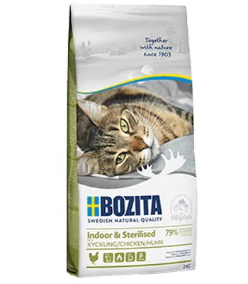 Bozita Indoor & Sterilised Chicken, Torrfoder f&ouml;r katt, Adult, Viktkontroll, 2 kg