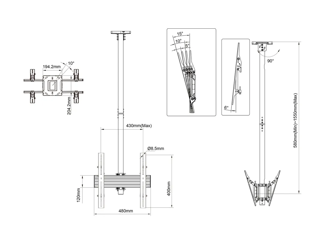 M Ceiling Mount Pro MBC1UX2 VESA 400
