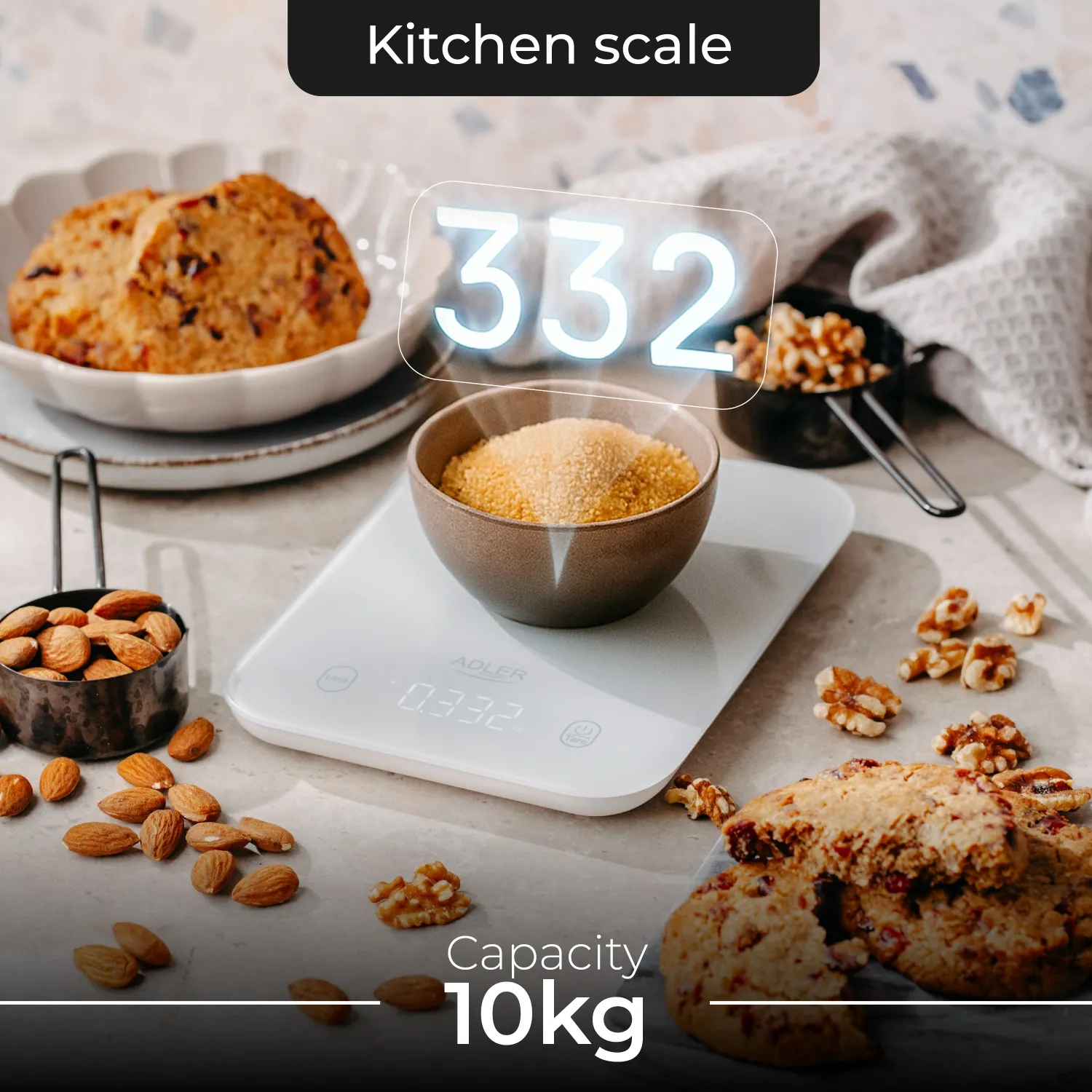 ADLER AD 3181G Harmaa Digitaalinen Keitti&ouml;vaaka