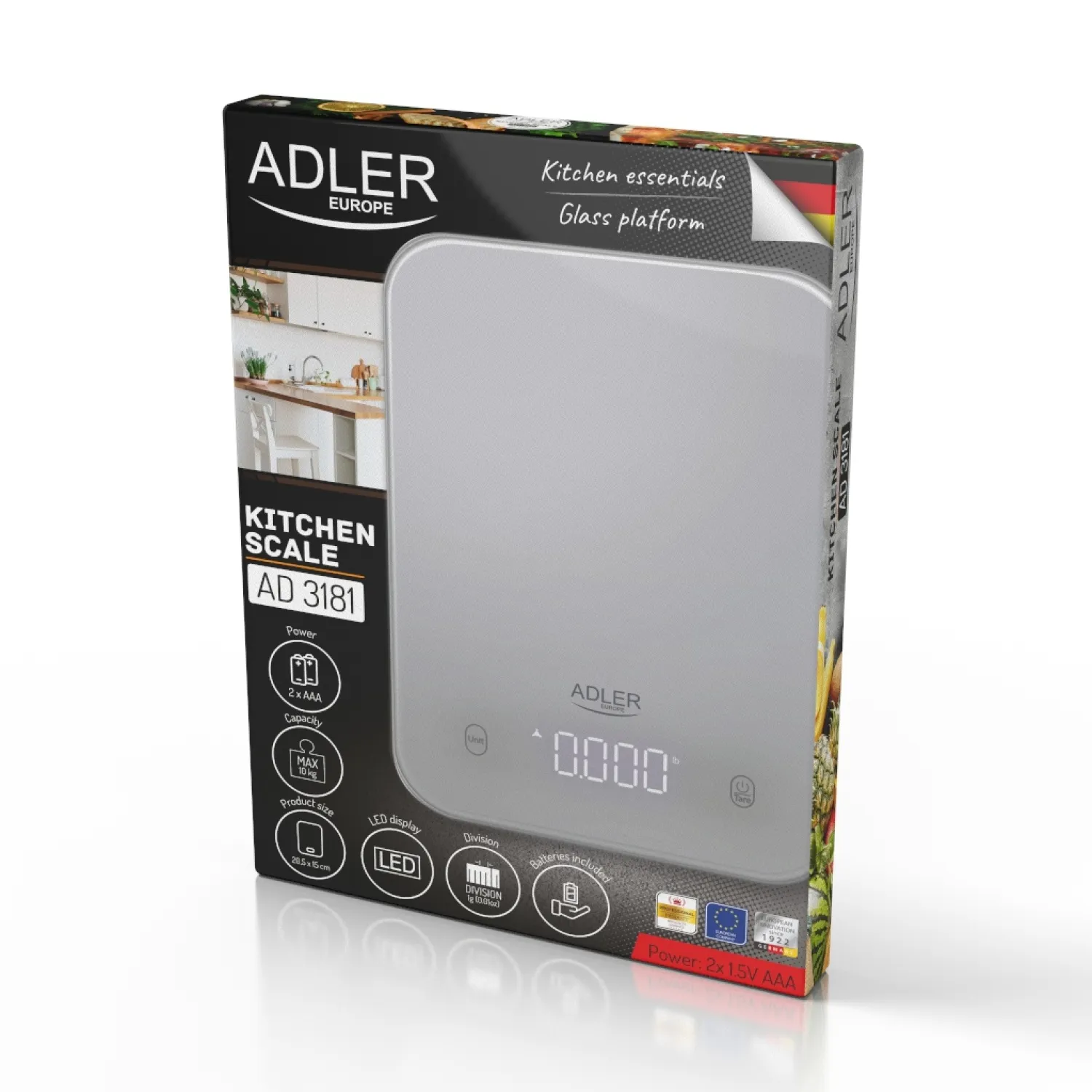 ADLER AD 3181G Harmaa Digitaalinen Keitti&ouml;vaaka