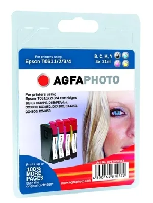 AgfaPhoto APET061SETD -mustekasettipakkaus, musta/syaani/magenta/keltainen, 4 kpl