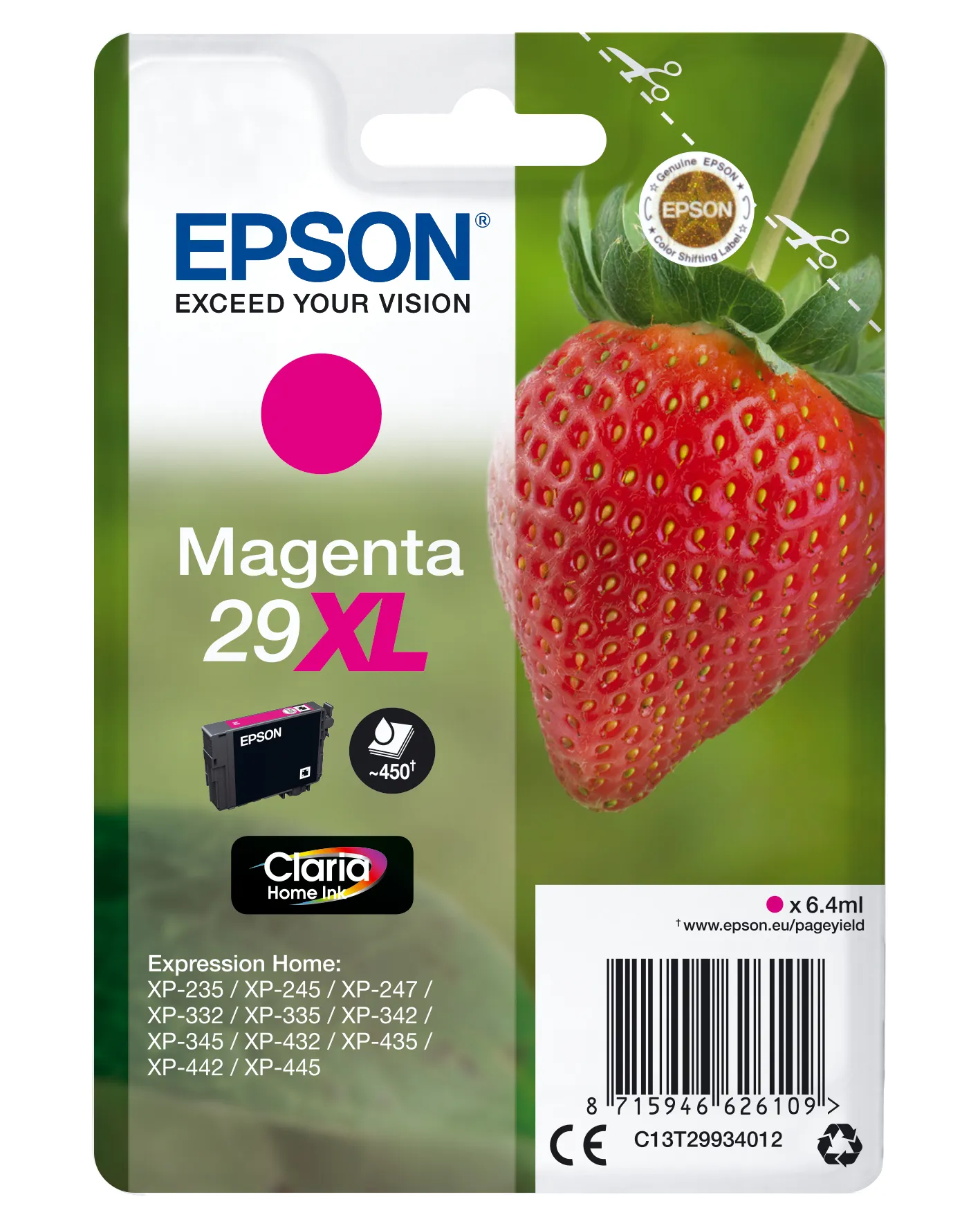 Epson 29XL bl&auml;ckpatron, 6.4 ml, magenta
