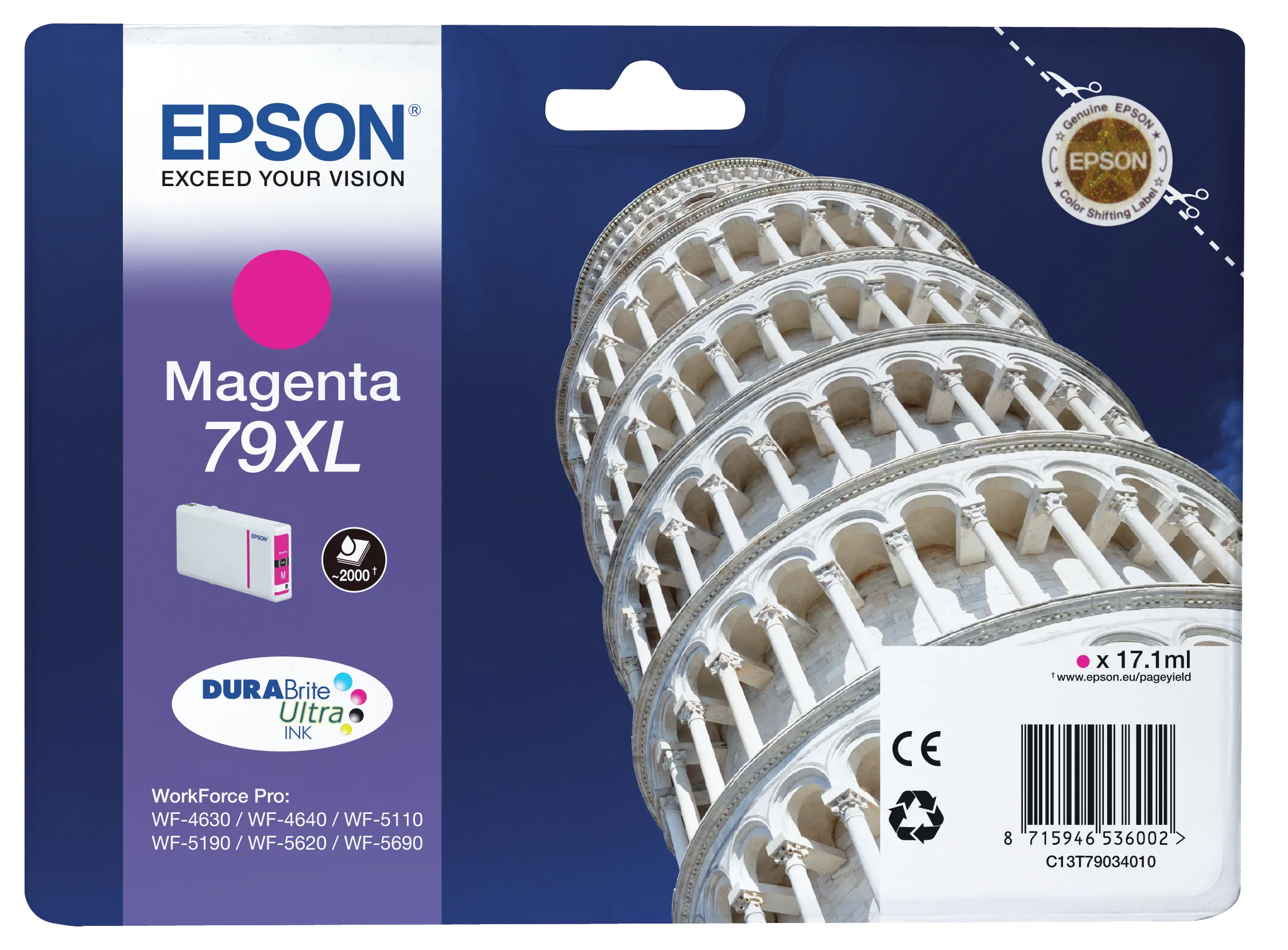 Epson 79XL DuraBrite Ultra XL-mustekasetti, 17.1 ml, magenta