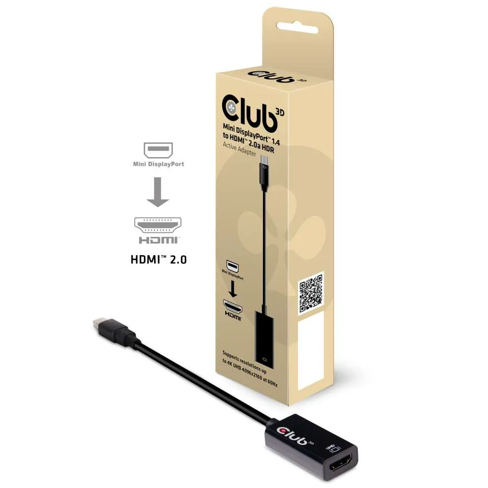 Club 3D  mini DisplayPort – HDMI 1.4 - kabel, 0,165 m, Svart