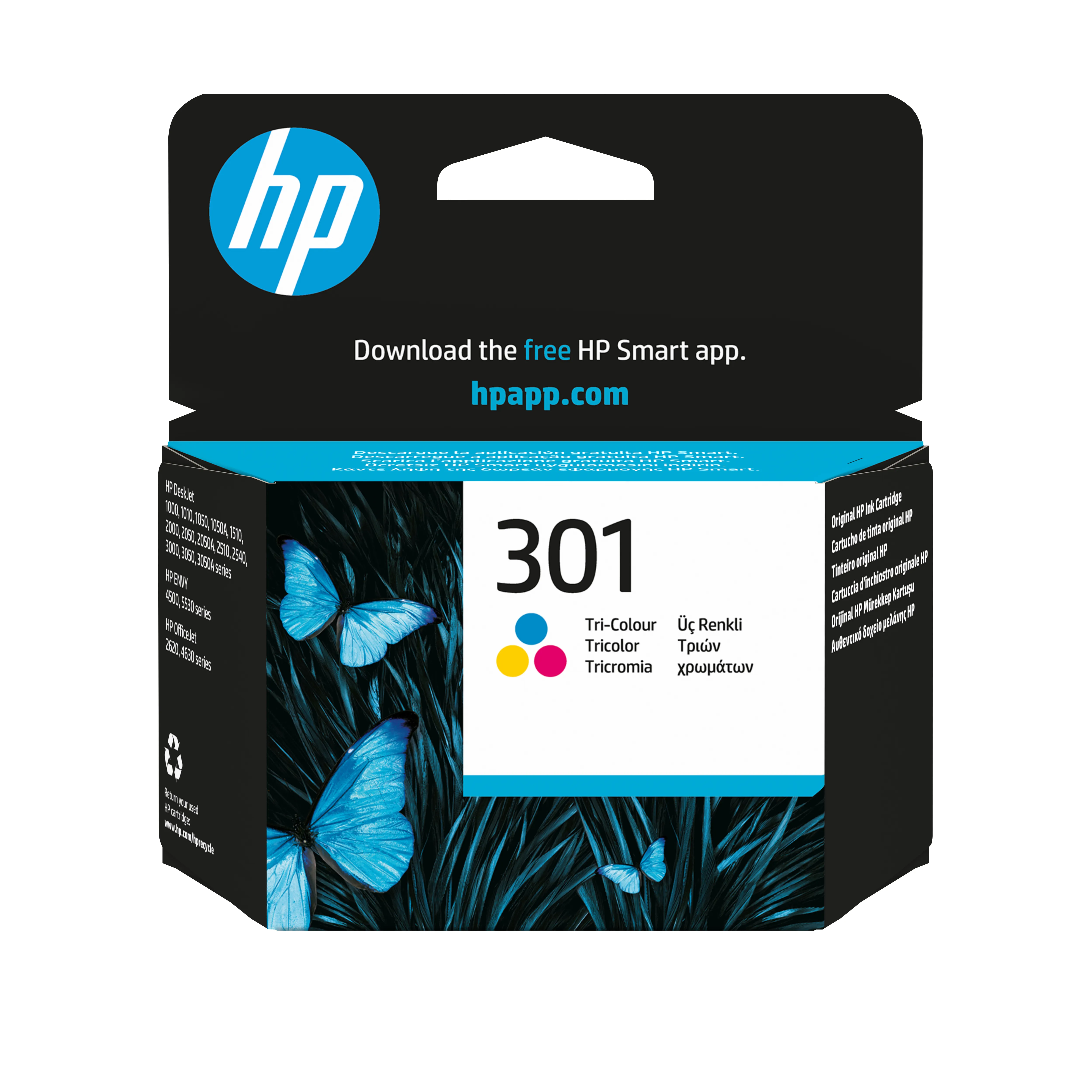 HP 301 - Väri (sinivihreä, sinipunainen, keltainen) - alkuperäinen - mustepatruuna malleihin Deskjet 1000, 1010, 1050 J410, 1050A J410, 1051A J410, 1055 J410, 1