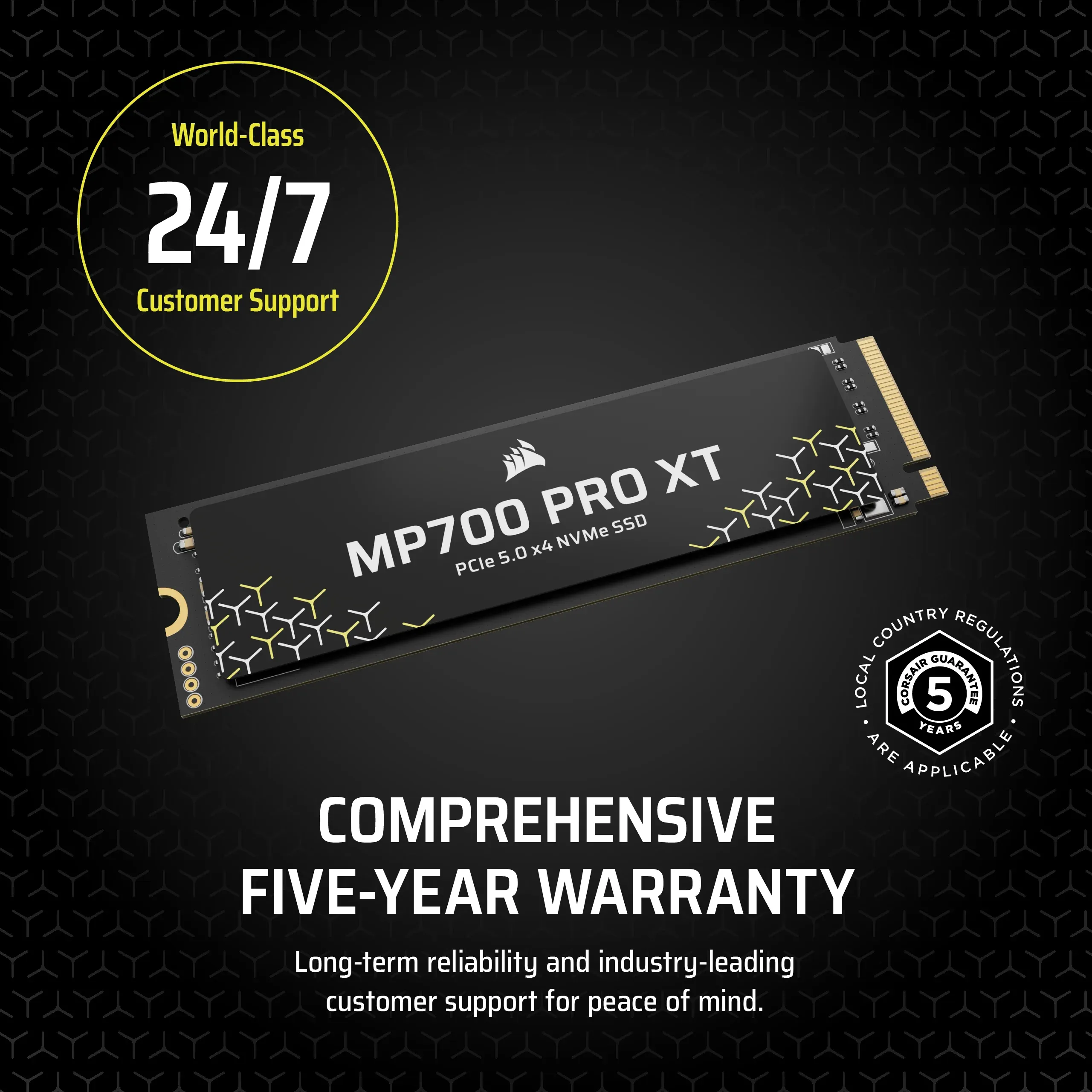 Corsair MP700 PRO XT 1TB M.2 PCIe 5.0 x4 NVMe SSD, Black