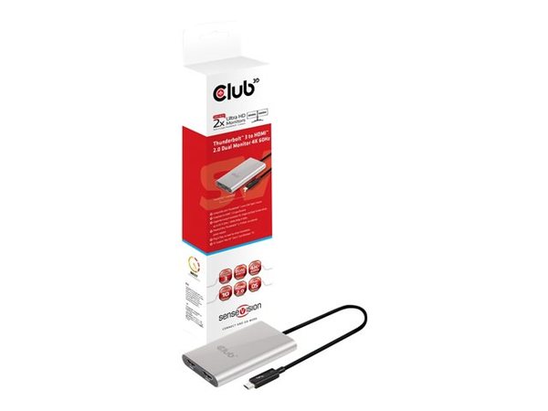 CLUB3D Thunderbolt 3 to HDMI 2.0 Dual 4K 60Hz, adapteri, Harma