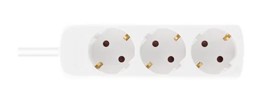 Deltaco GT-118D 3 outlets Power Strip, 5m, White