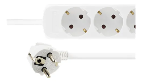 Deltaco GT-118D 3 outlets Power Strip, 5m, White