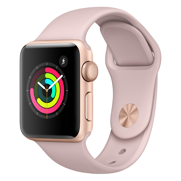 Apple Watch Series 3 GPS, 38mm Kullanv&auml;rinen alumiinikuori ja hietaroosa urheiluranneke