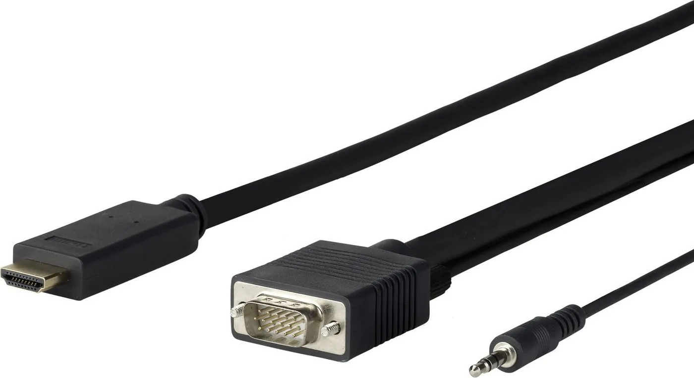 Vivolink HDMI &ndash; VGA - kabel, 1 m, Svart