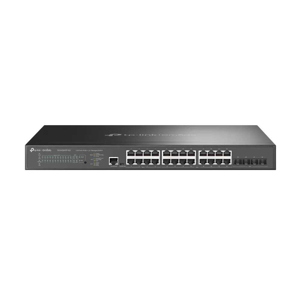 TP-LINK JetStream 24Port 2.5GBASE-T and 4-Port 10GE SFP+ L2+ Managed Switch with 16-Port PoE+ and 8-Port