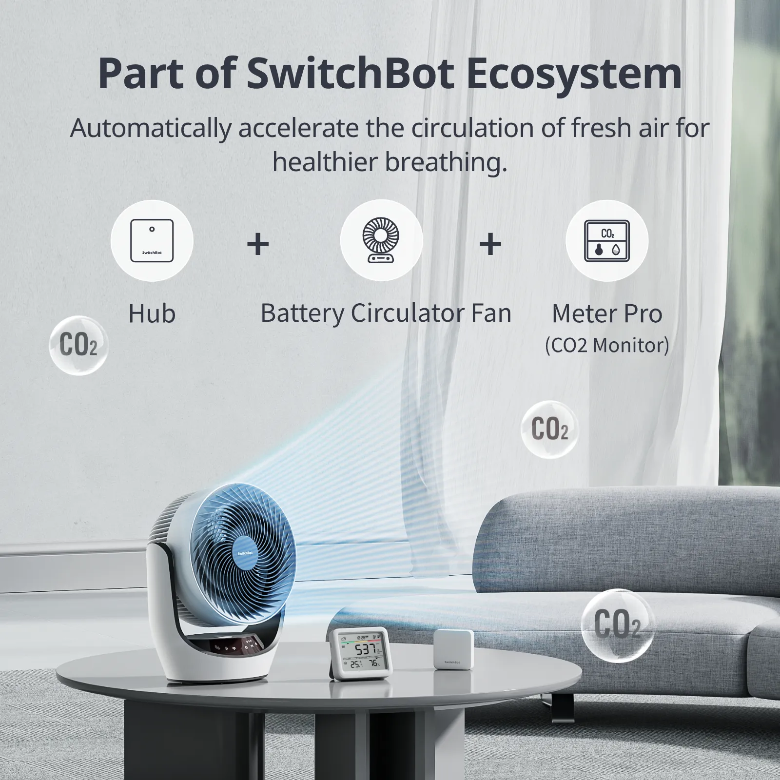 SwitchBot Meter Pro CO2 Monitor - Indoor air quality monitor, White