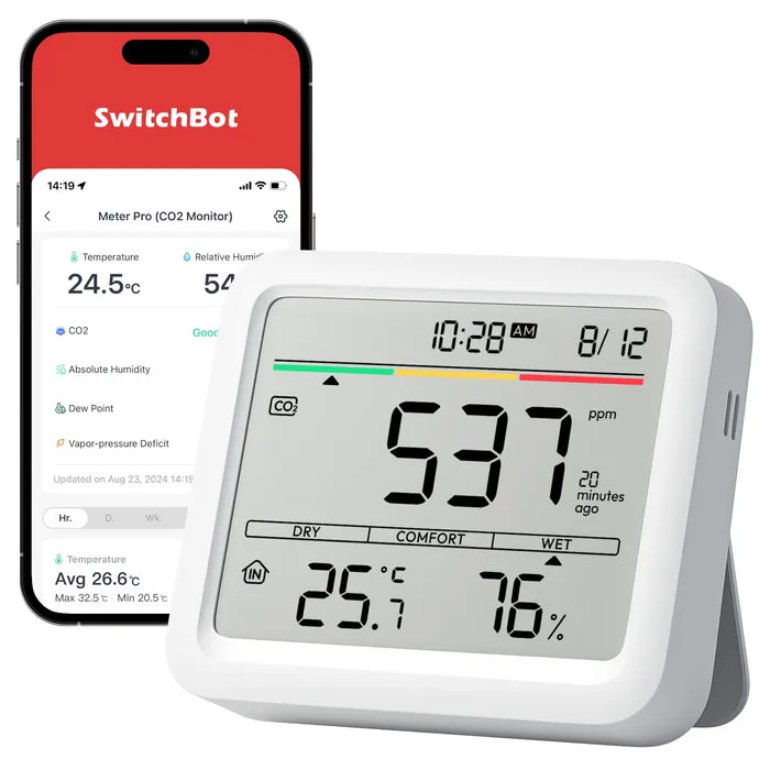 SwitchBot Meter Pro CO2 Monitor - Indoor air quality monitor, White