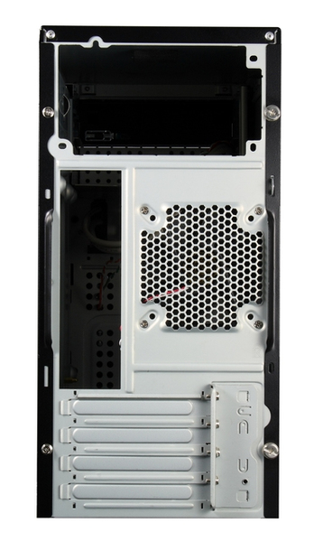 Compucase minitower, utan n&auml;tdel, 2x5,25&quot;, 2x3,5&quot;, ljud+USB, svart