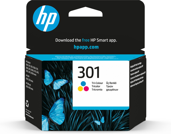 HP 301 - V&auml;ri (sinivihre&auml;, sinipunainen, keltainen) - alkuper&auml;inen - mustepatruuna malleihin Deskjet 1000, 1010, 1050 J410, 1050A J410, 1051A J410, 1055 J410, 1
