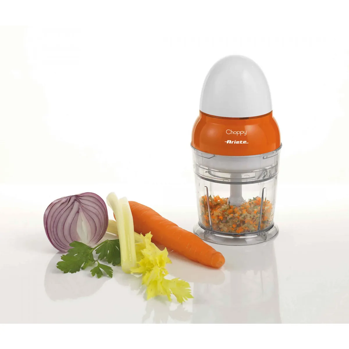 Ariete 1836 Minihackare, 160 W, 0,25 L, Orange/Vit