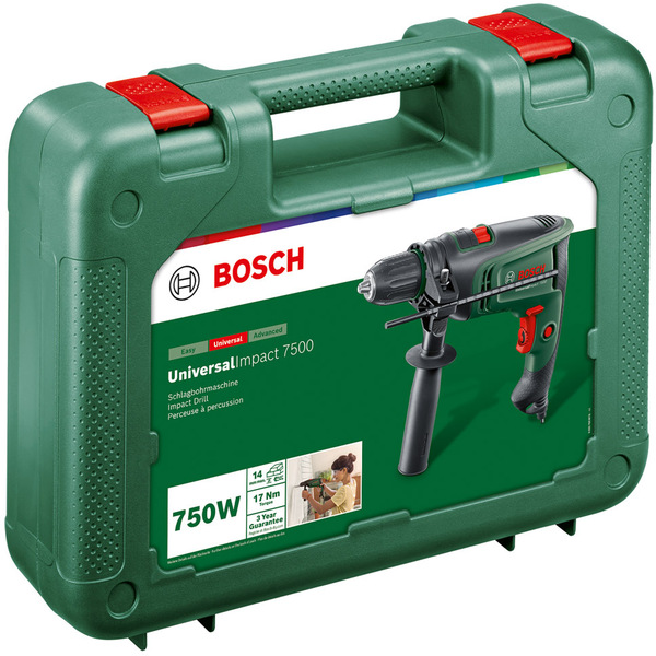 BOSCH UniversalImpact 7500 750 W Corded Impact Drill with Carrying Case