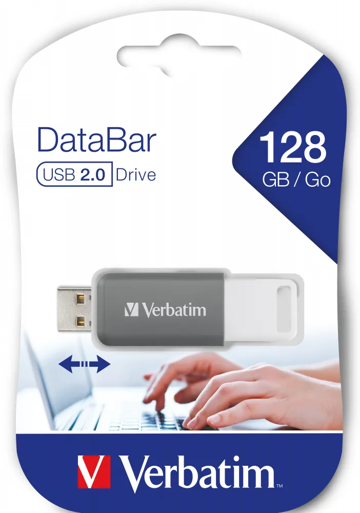 Verbatim DataBar USB 2.0 128GB memory stick, Grey
