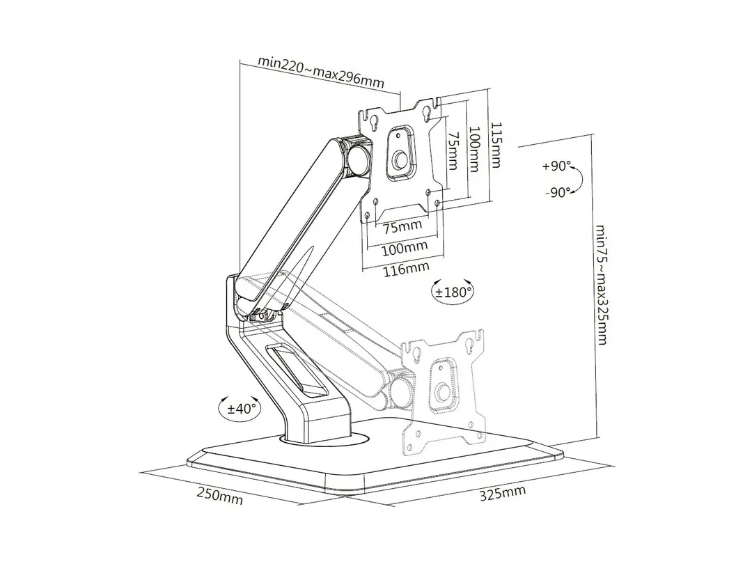 Multibrackets M Deskstand Touch Basic - skrivbordsf&auml;ste, svart, 17&quot;-32&quot;, 10kg
