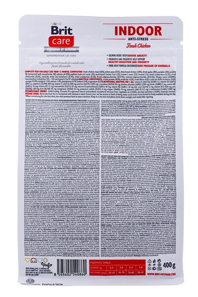 Brit Care Grain-Free Indoor Anti-Stress, Torrfoder f&ouml;r katt, Adult, 400 g