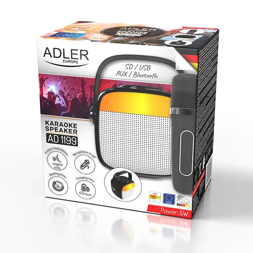 ADLER AD 1199b Bluetooth, tr&aring;dbunden b&auml;rbar h&ouml;gtalare, svart