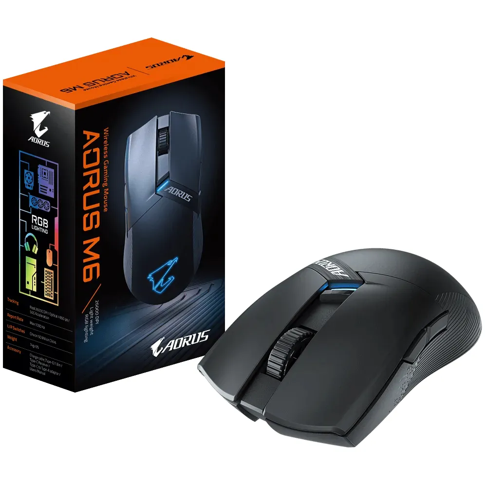 Gigabyte Aorus M6 - wireless gaming mousem, black