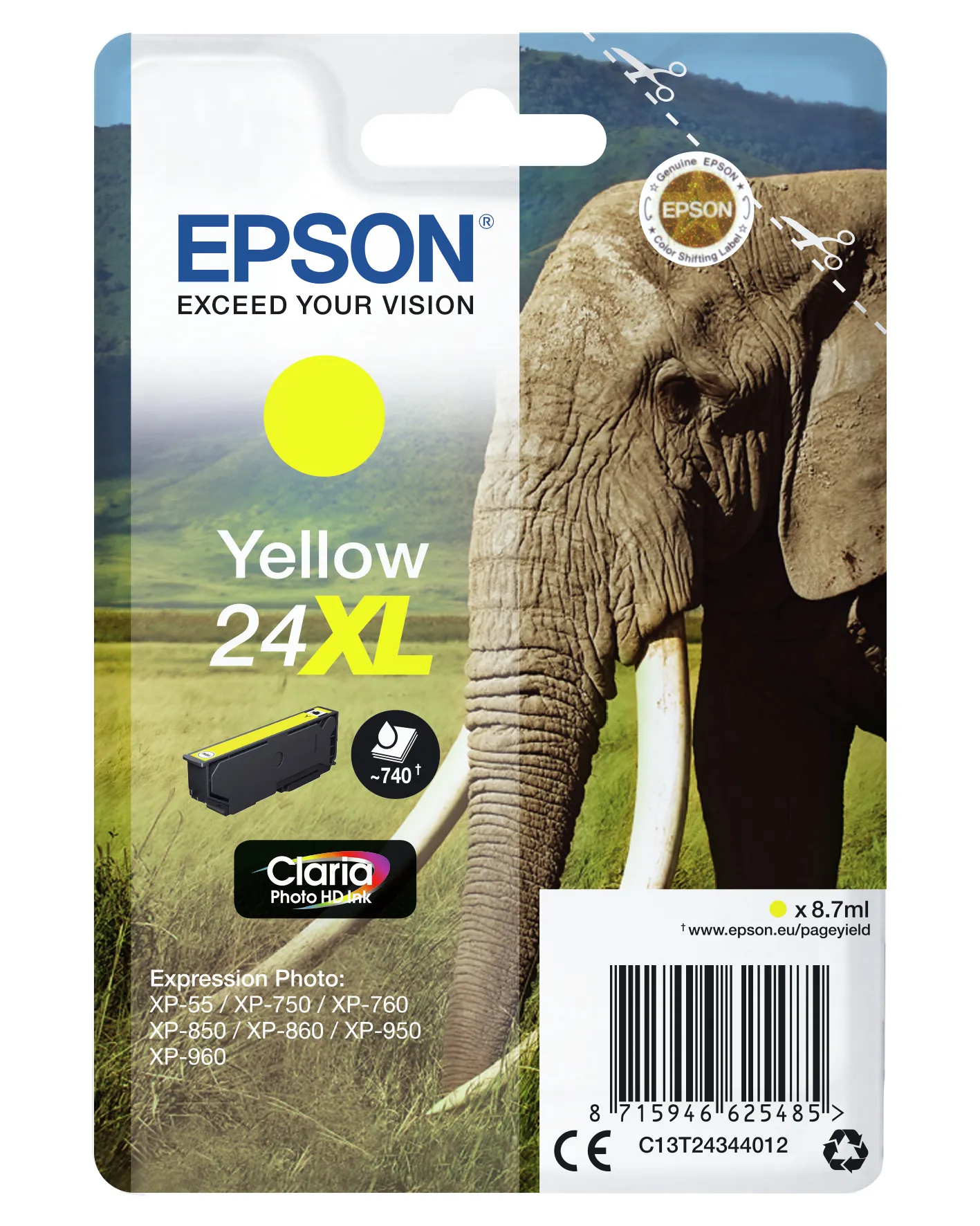 Epson 24XL ink cartridge, 8.7 ml, Yellow