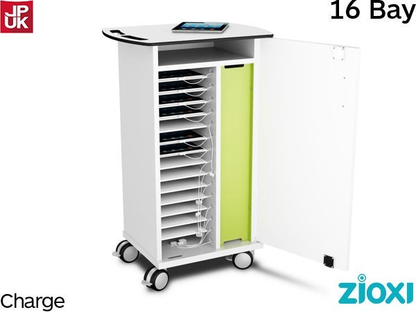 zioxi CHRGT-IP-16 iPad Security Trolley, Store and Charge, 16 Bay, Android Compatible