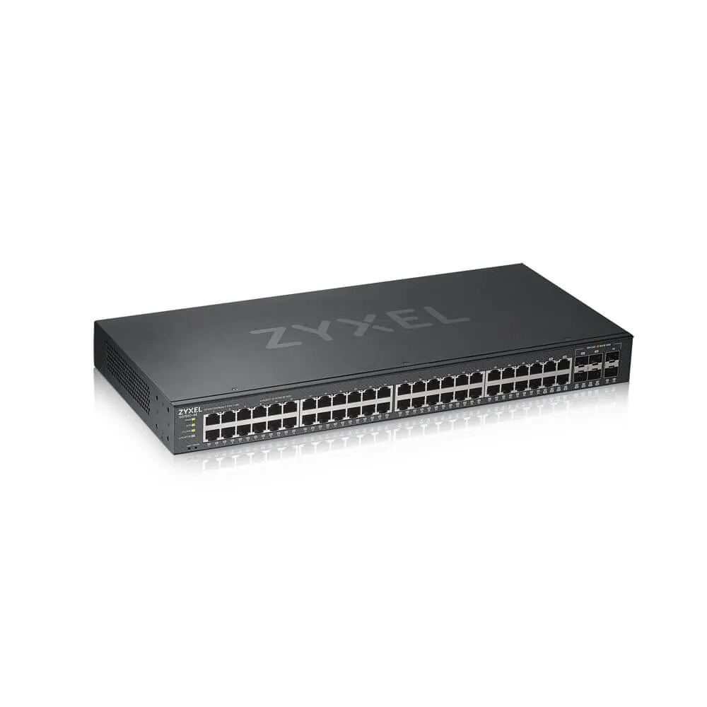 ZyXEL GS1920-48v2, 44-port GbE Smart Managed Switch, svart