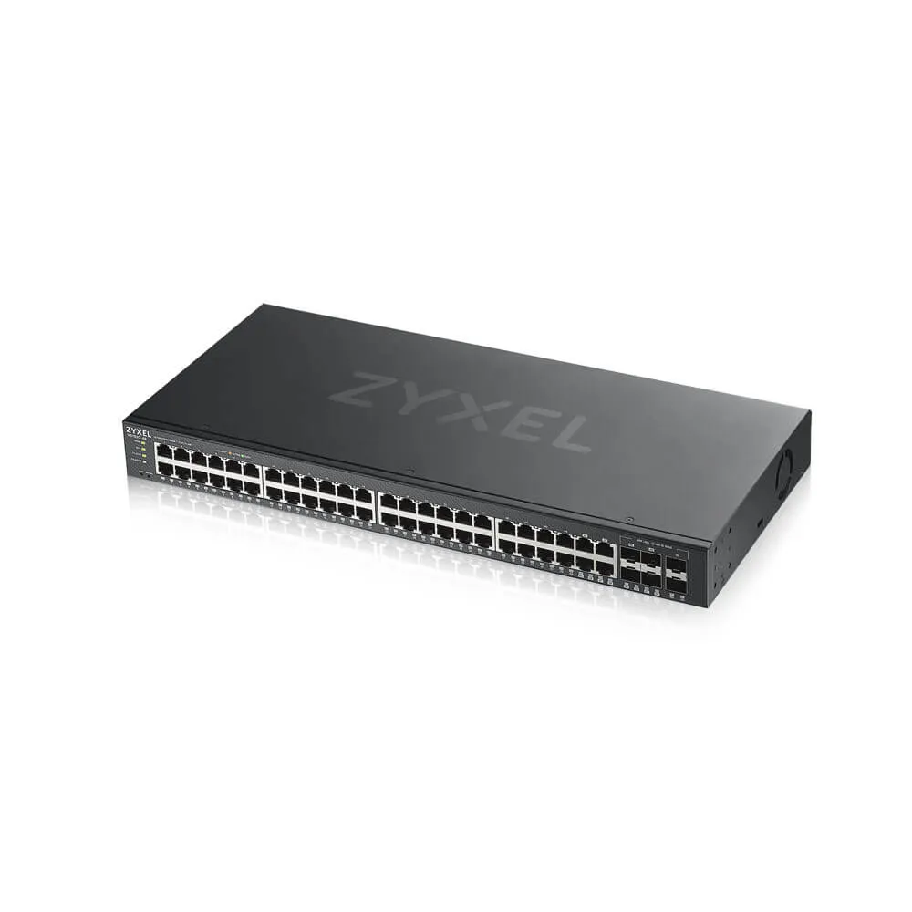 ZyXEL GS1920-48v2, 44-port GbE Smart Managed Switch, svart