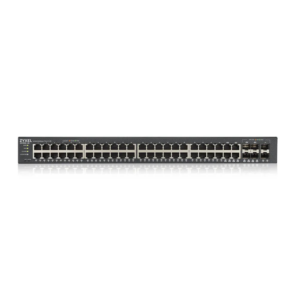 ZyXEL GS1920-48v2, 44-port GbE Smart Managed Switch, svart