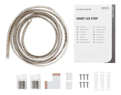 Deltaco SMART HOME LED strip extension, 1m, RGB, 2700K-6500K, 6-pin, fits SH-LS3M, white