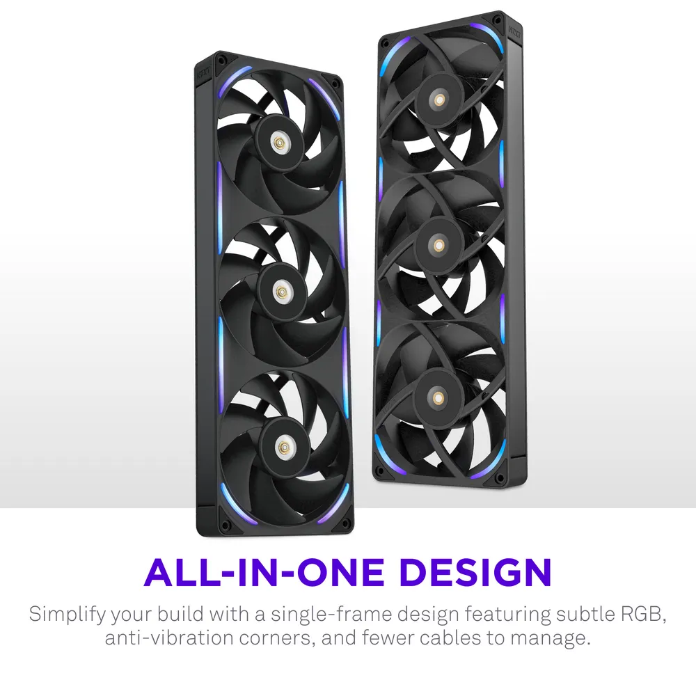 NZXT F360X Performance RGB Chassifl&auml;kt, 360 mm (3 x 120 mm), svart