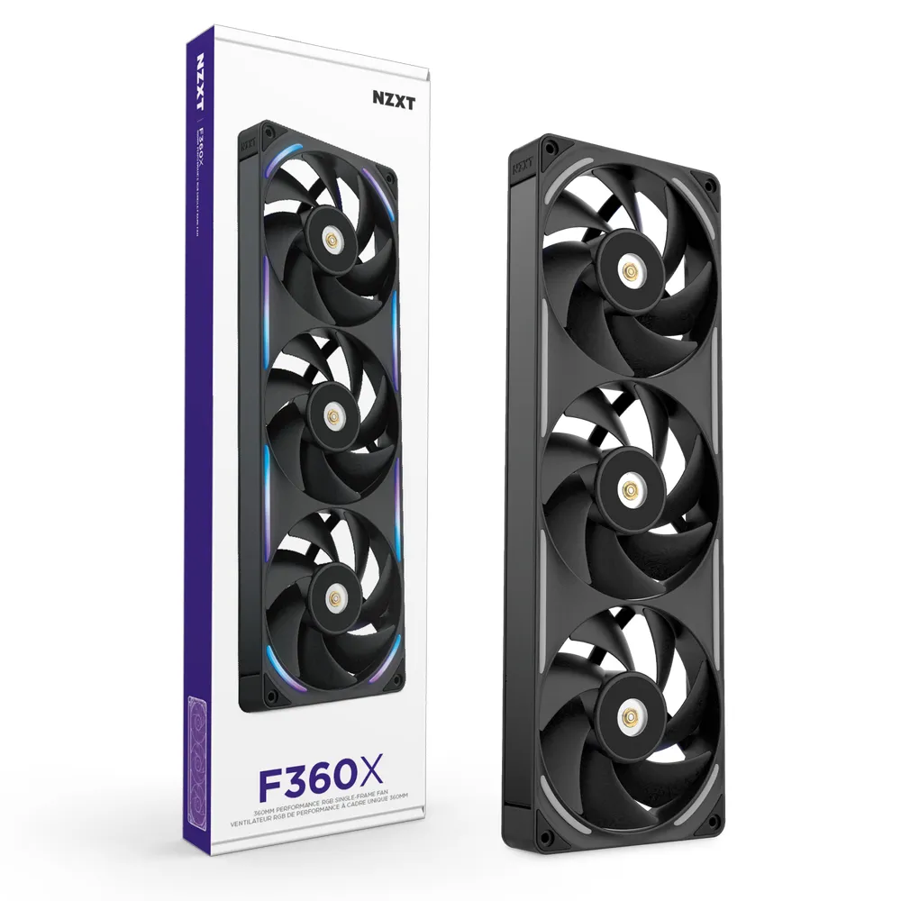 NZXT F360X Performance RGB Chassifl&auml;kt, 360 mm (3 x 120 mm), svart