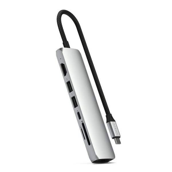 Satechi 7-in-1 USB-C Slim Multiport Adapter with Ethernet - Silver