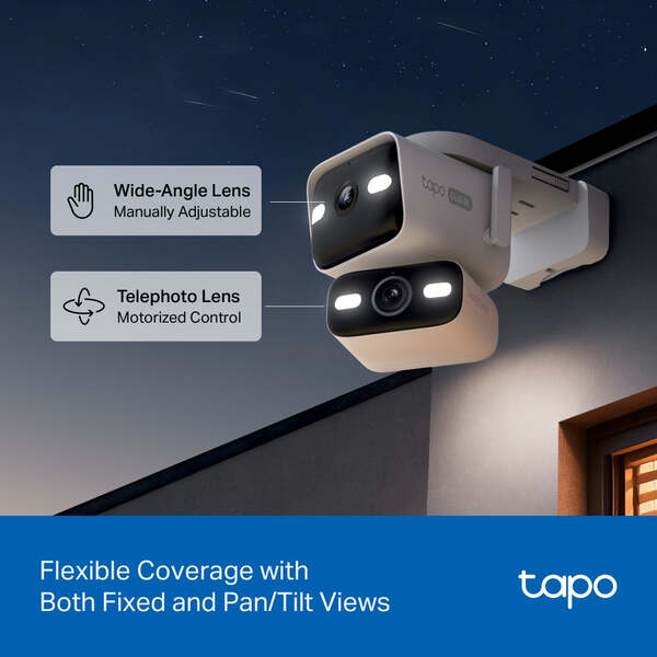 TP-Link Tapo C575D - Pan/tilt-ulkovalvontakamera kahdella linssill&auml;, Valkoinen
